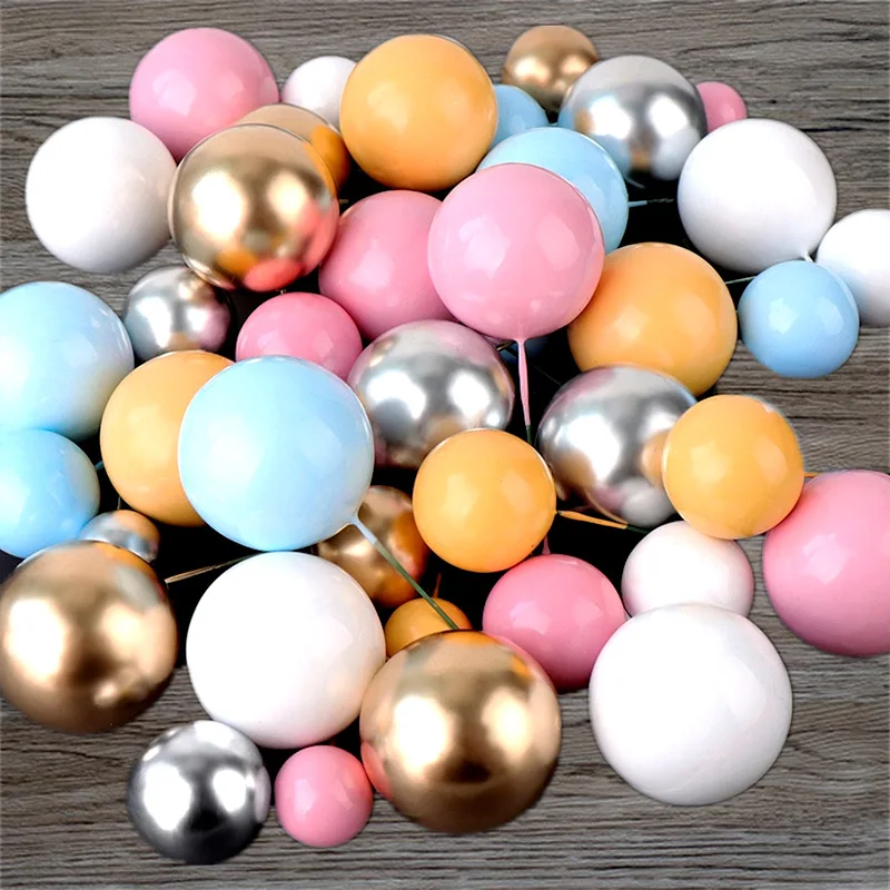 100 Mixed Simple Golden Ball And Silver Ball Cake Decoration Plug-in Decoration Foam Baking Cake Decoration