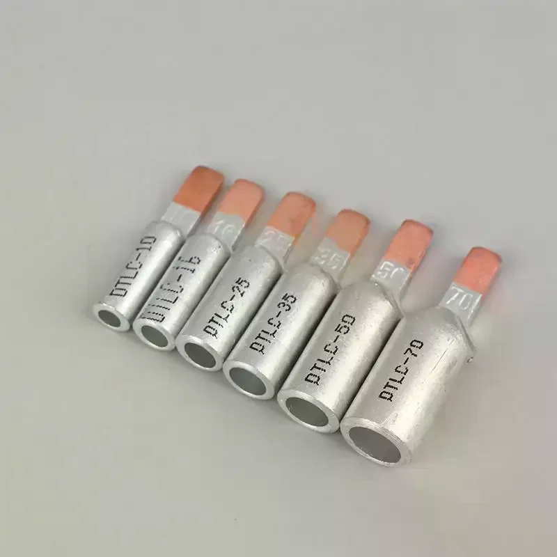 5Pcs DTLC-10/16/25/35/50/70 Electrical Cable Wire Tubular Lug Screw Connection Connector Copper-AL Cord Spade Pin Crimp Terminal