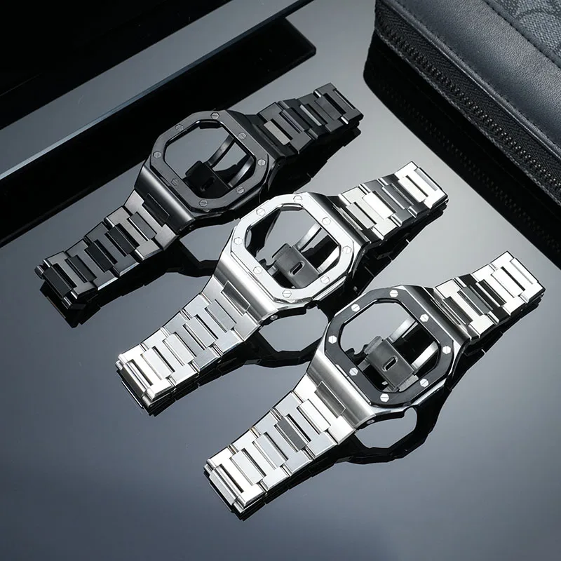 For Casio DW5600 GW-B5600 GW-M5610 Series Stainless Steel Bezel Shell DW-5600 Metal Case and Strap Modification Accessories