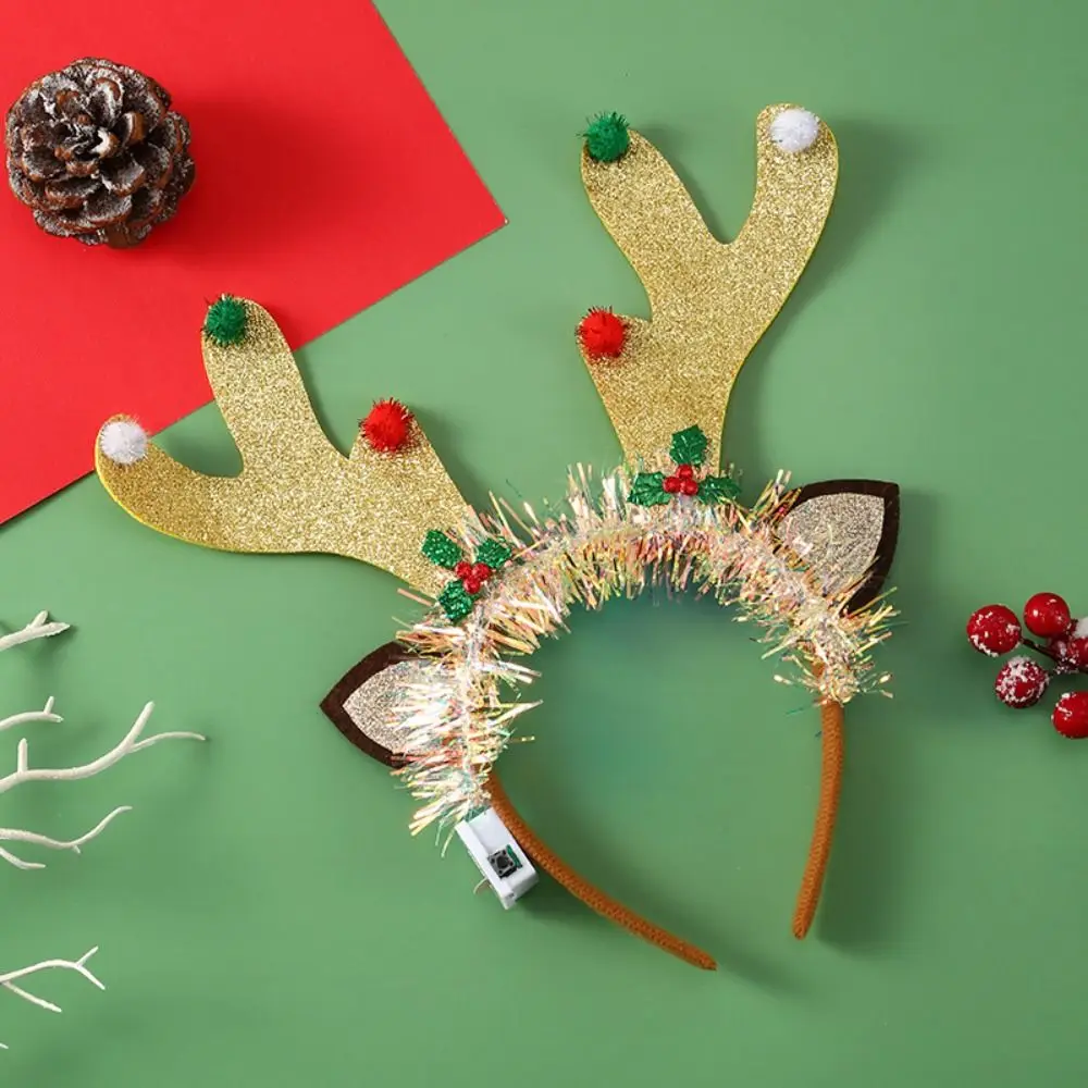 

Christmas Decoration LED Christmas Headband Elf Glowing Elk Hair Hoop Antlers Headband Fawn Horn Fairy Deer Ear Glowing Headband