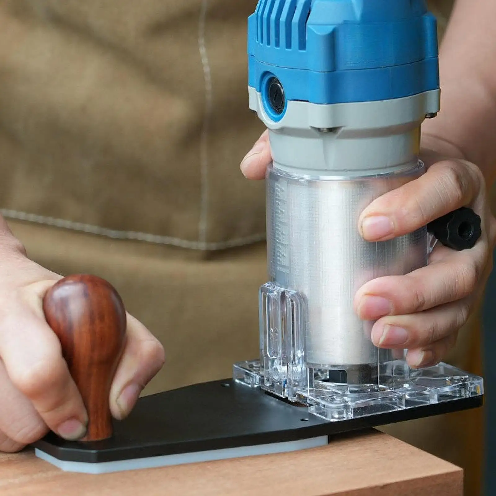 Woodworking Trimmer Router Transparent Base Slotting Chamfering Bracket