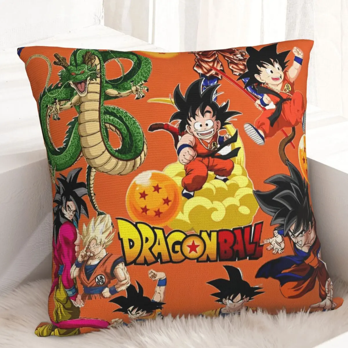 Funda de almohada cuadrada Dragon Ball Z, cojines de poliéster para sofá, fundas de cojines impresionantes Super Saiyan Goku