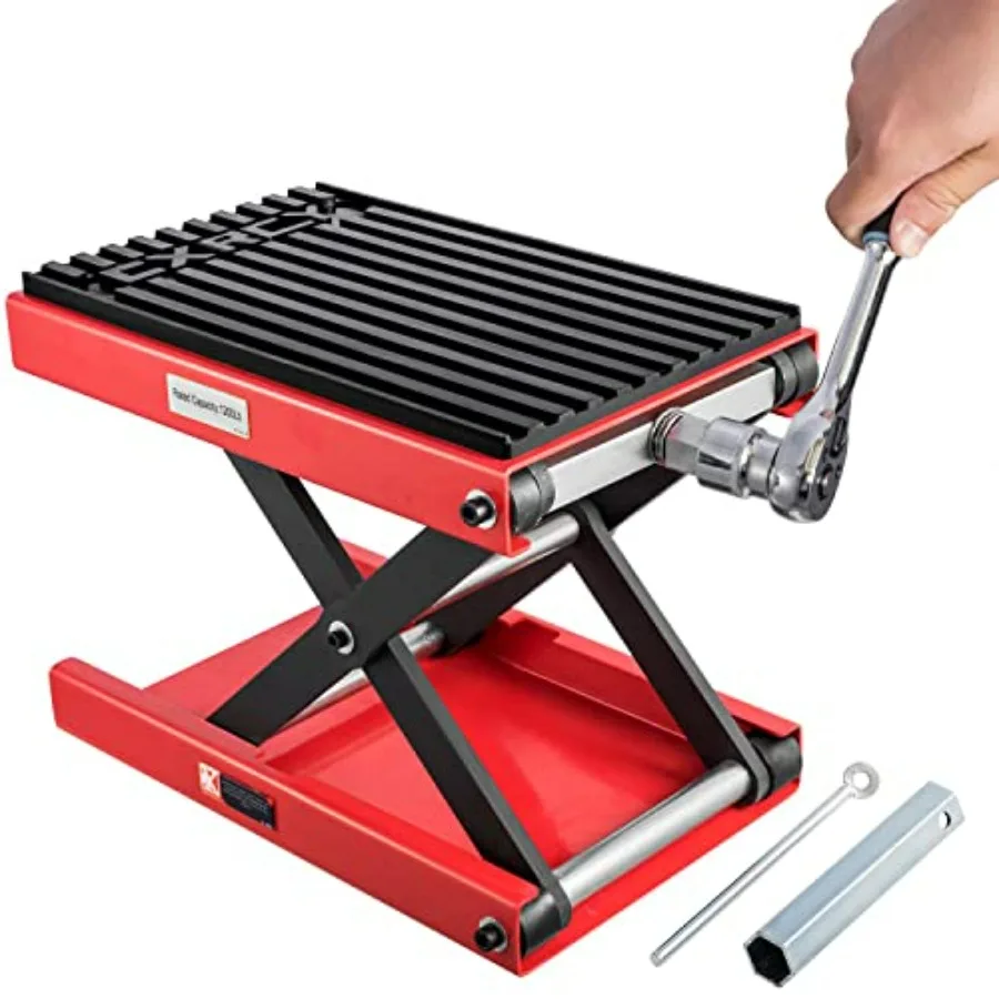 

1200 LBS Motorcycle Lift Scissor Jack Upgraded Dirt Bike ATV Steel Motorcycle Hoist Stand with Ratchet Wrench,Crank Handle,Thick