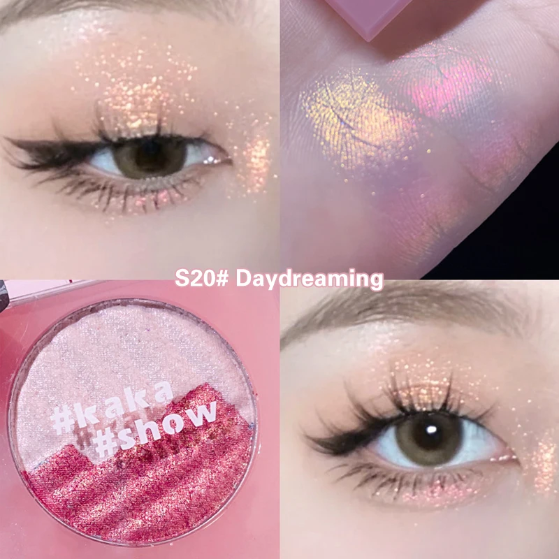 Aurora Pink Hochglanz Zweifarbige Textmarker Palette Make-up 3D Gesicht Erhellen Kontur Schimmer Schatten Pulver Körper Illuminator