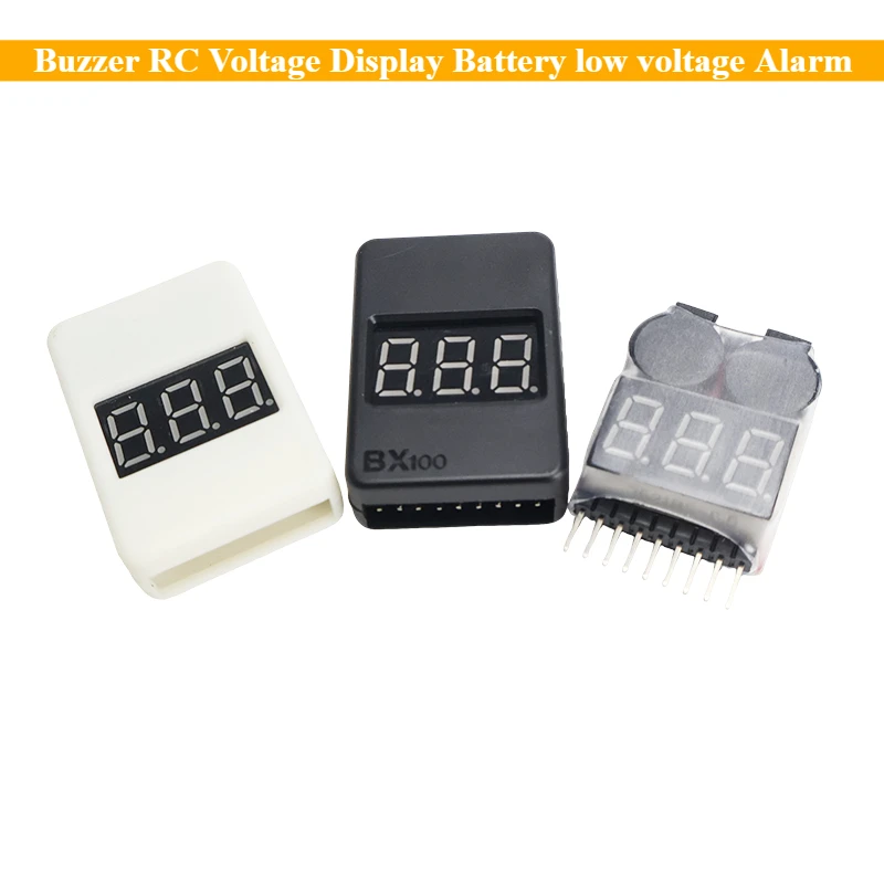 Zumbador de pantalla de voltaje RC, alarma de bajo voltaje de batería BX100 1S-8S, probador de medidor, Monitor de batería Lipo para Dron de coche RC, 2 uds.
