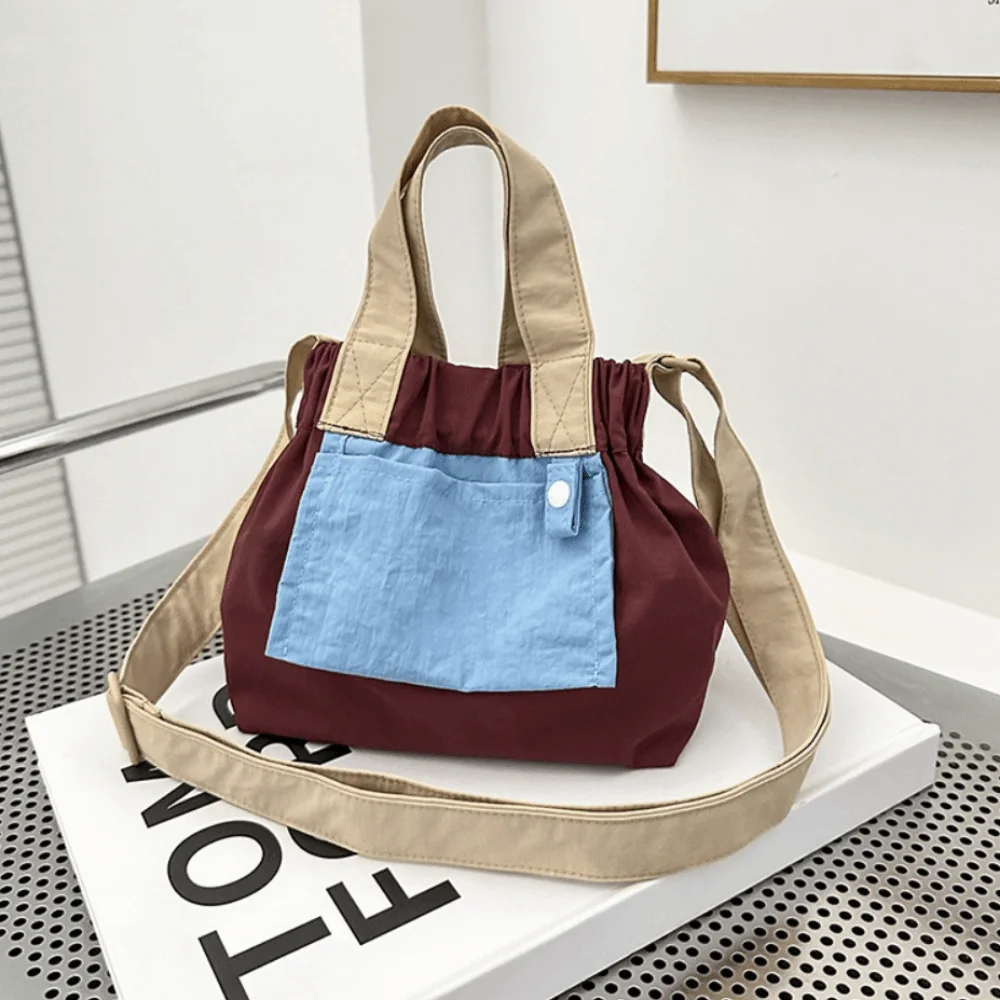 

Повседневные сумки с рюшами, легкая сумка через плечо большой вместимости, нейлоновые сумки для покупок ярких цветов с регулируемым ремешком для хранения