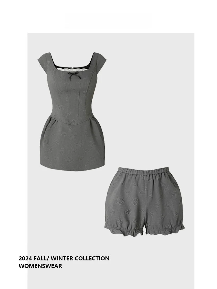 

Forever 2 American Sle ey Lace Trim Knot Dr with orts Women's plus Size Faion Set Summer Commute Wear