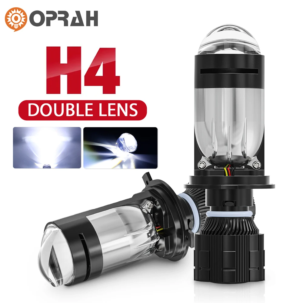 

2pcs Super Bright H4 LED Car Headlight Bulb Mini Dual Projector Lens 9003/HB2 Hi/Lo Beam Canbus CSP 3570 12V LHD White Auto Lamp