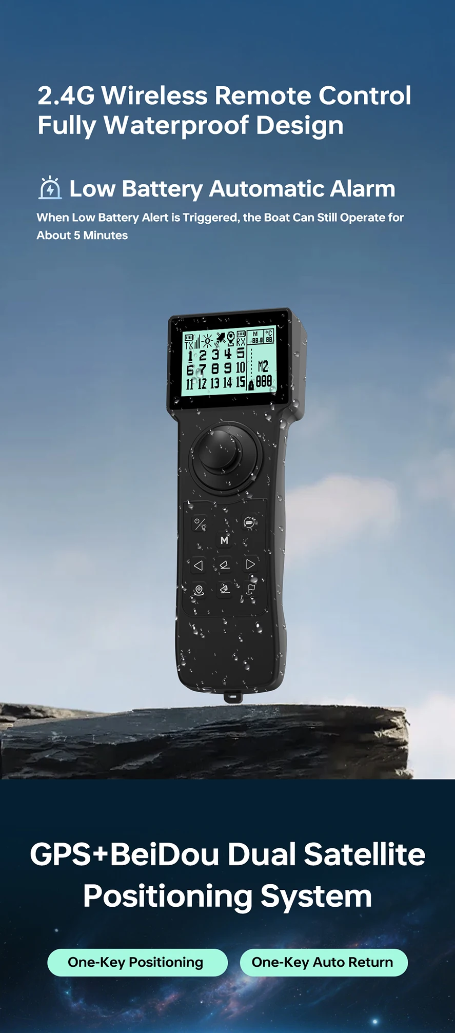 D50E GPS-Köderboot 15600 MAH*2, mit Sonarsonde – Wassertiefe und Temperatur, GPS + Beidou Dual-Positionierungssystem Angelboot – Detail 8
