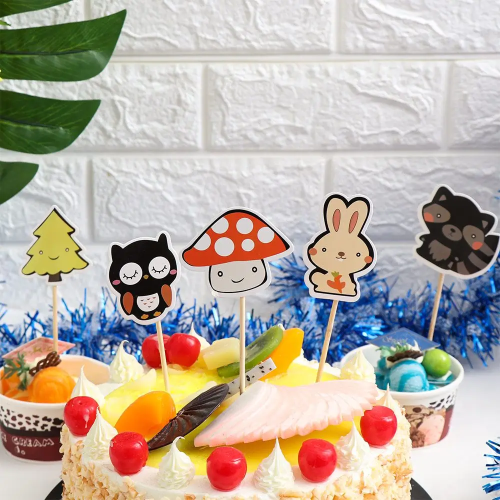 

Birthday Party Baby Paper Made Jungle Animal Model Forest Animal Shape Woodland Creatures Theam Cupcake Topper Cake Toppers