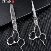 Tijeras de peluquería profesionales TITAN, tijeras de peluquero, corte de pelo, juego de adelgazamiento de 5,5/6,0/6,5,7,0 pulgadas, acero japonés 440c