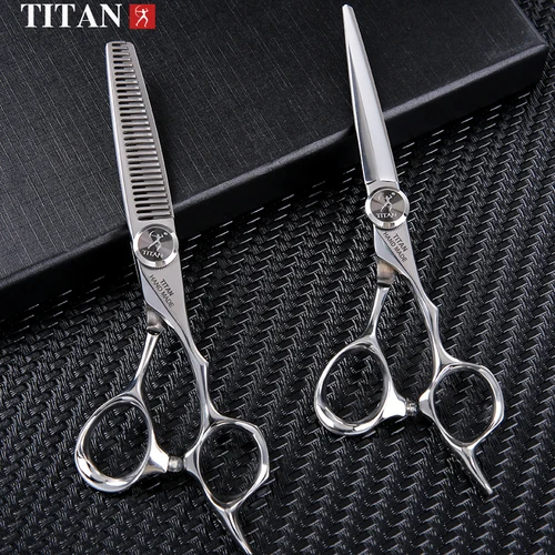 Tijeras de peluquería profesionales TITAN, tijeras de peluquero, corte de pelo, juego de adelgazamiento de 5,5/6,0/6,5,7,0 pulgadas, acero japonés 440c