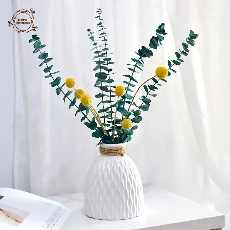 Natural Dried Flowers Eucalyptus Leaf DIY Cotton Flower Bunny Tail Grass Decoration Boho Home Table Accessories Artificial Plant