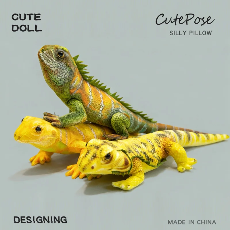 Tropical Rainforest Wildlife Simulation Lizard Plush Doll Lifelike Chameleon Stuffed Toys Cute Reptile Pet Model Kids Gifts