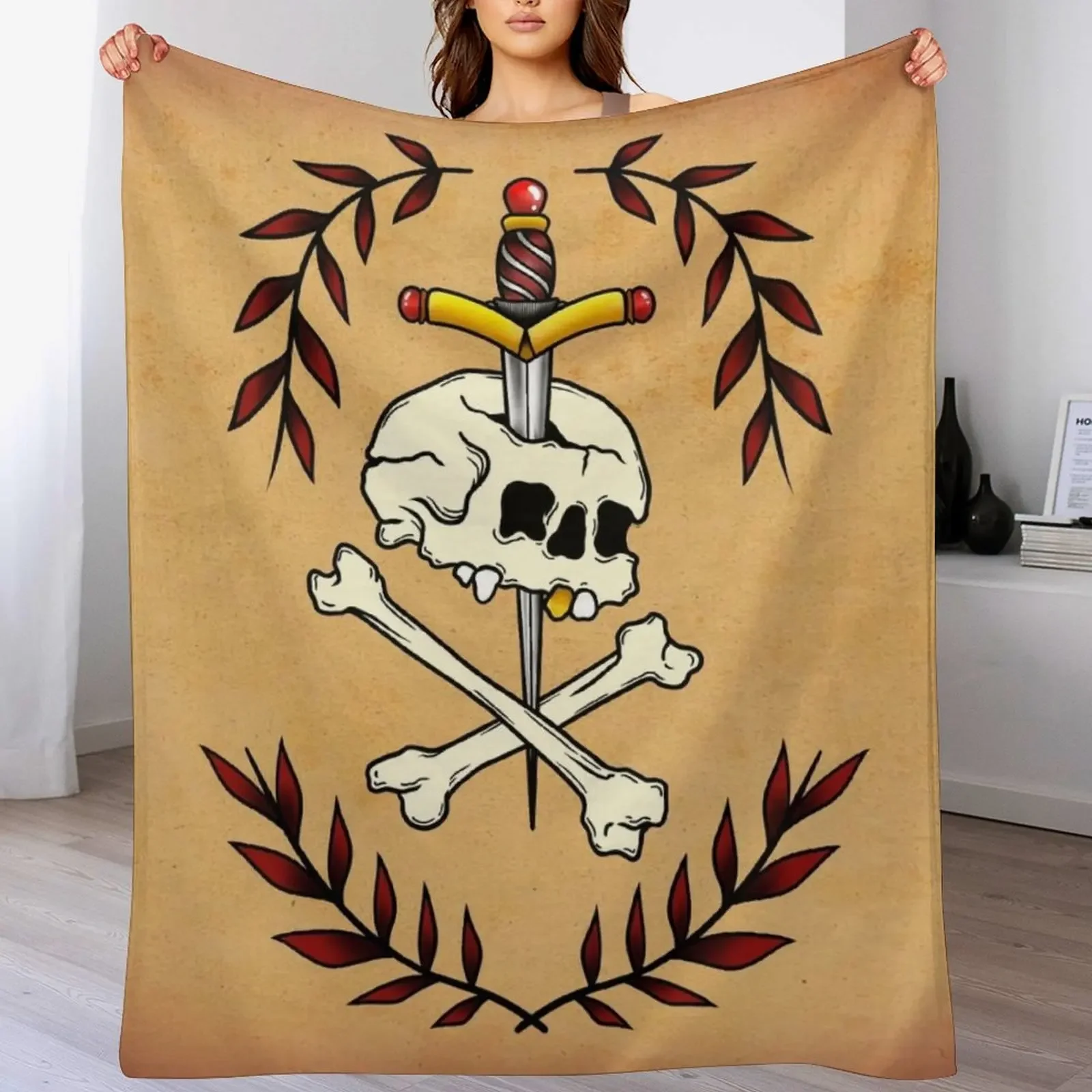 New Skull & Dagger Throw Blanket Decorative Throw Beach Soft Plaid Blankets