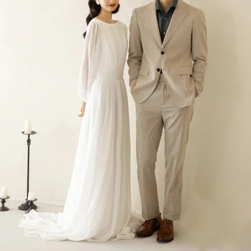 

2025New Simple Elegant Slimming Mori Style Super Fairy White Satin Welcome Veil for Travel Photography