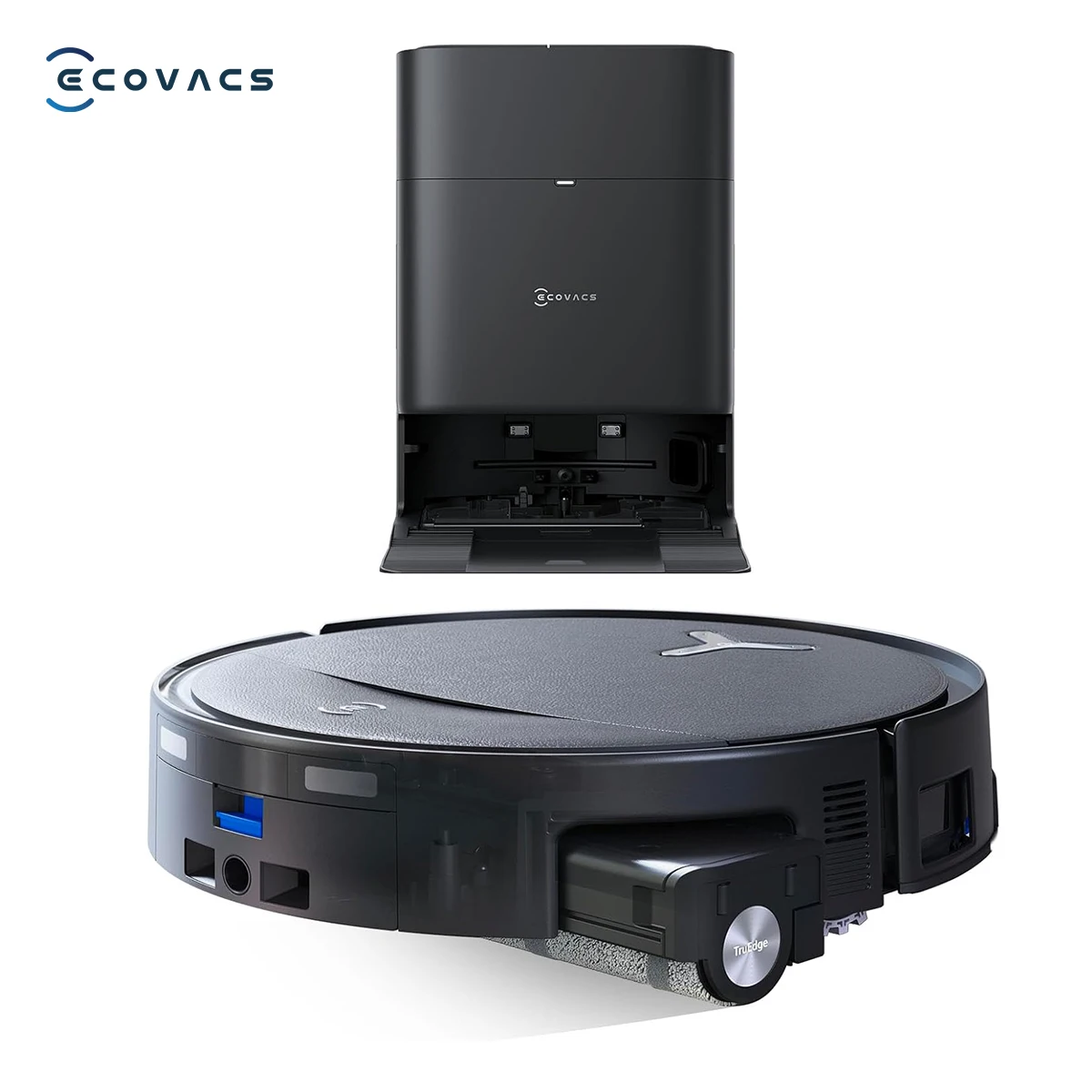 ECOVACS T80S Omni Roboter-Staubsauger mit Wischfunktion 24800Pa OZMO Roller 2.0 Selbstentleerung Automatische Wischreinigung KI