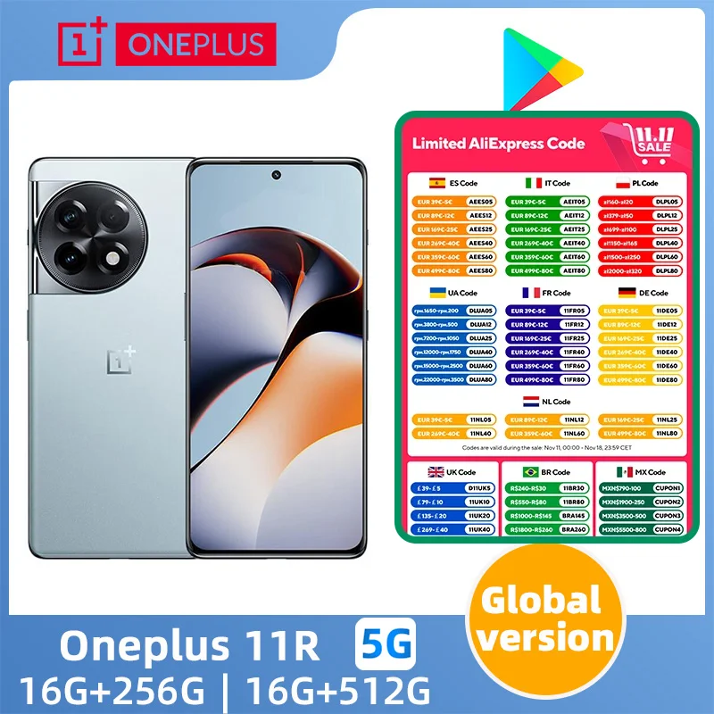 Oneplus 11R 5G SmartPhone CPU Qualcomm Snapdragon 8+Gen1 Battery capacity 5000mAh 50MP Camera original used phone