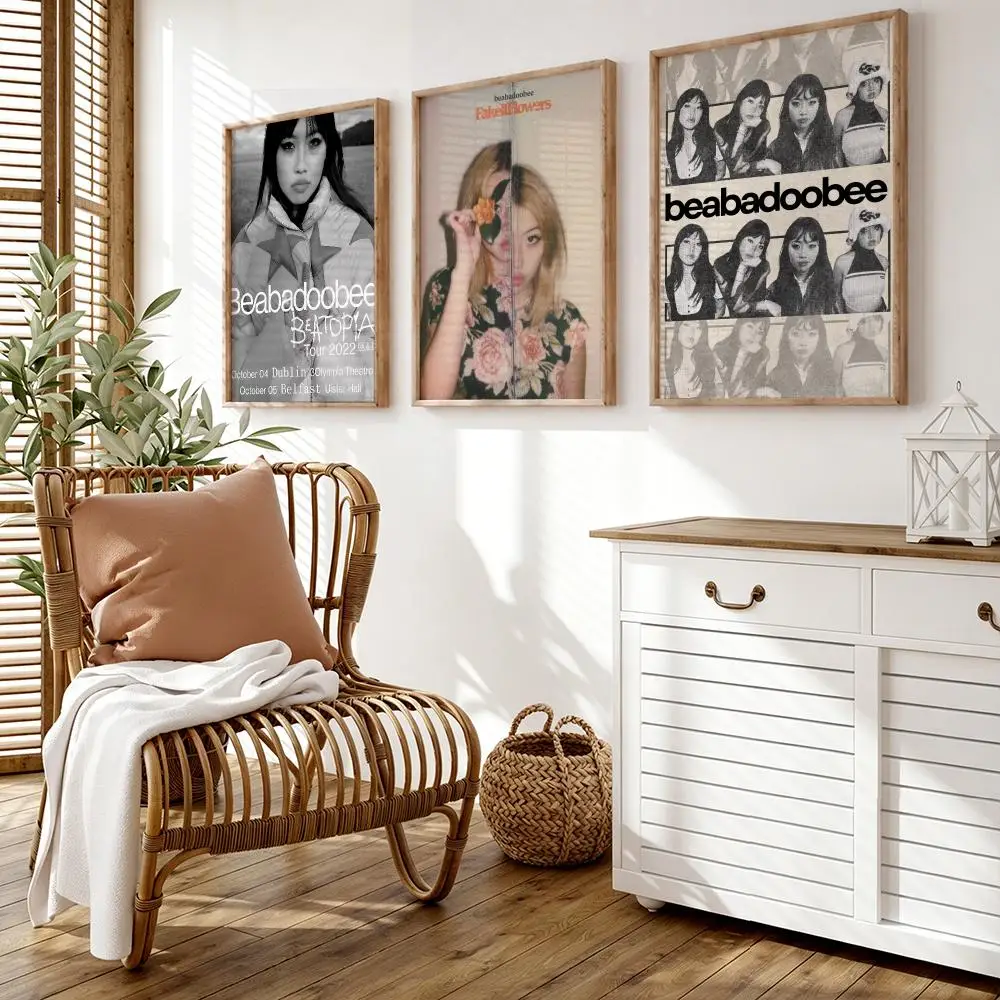 B-Beabadoobee Poster Wall Stickers HD Painting Self Adhesive Art Decals for Bedroom Living Room Home Decor