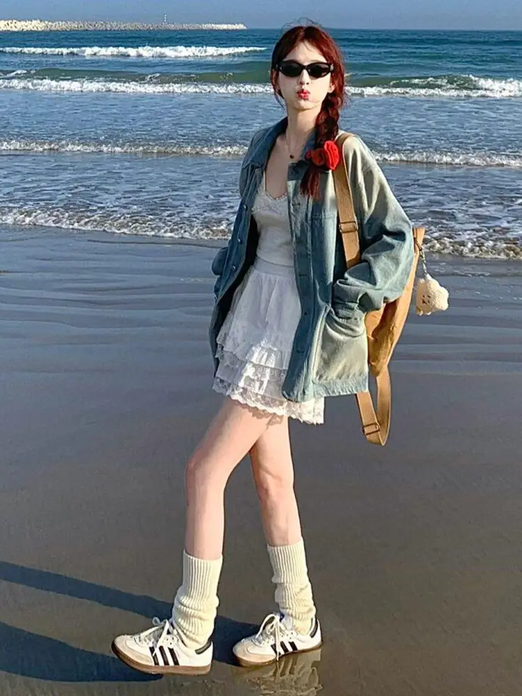 

Denim Coat Embossed Womens Winter Sheepskin Quilted Flare Hiking Nomadic Style Cozy Buttoned Corduroy Hooded Thicker Flap Jacket