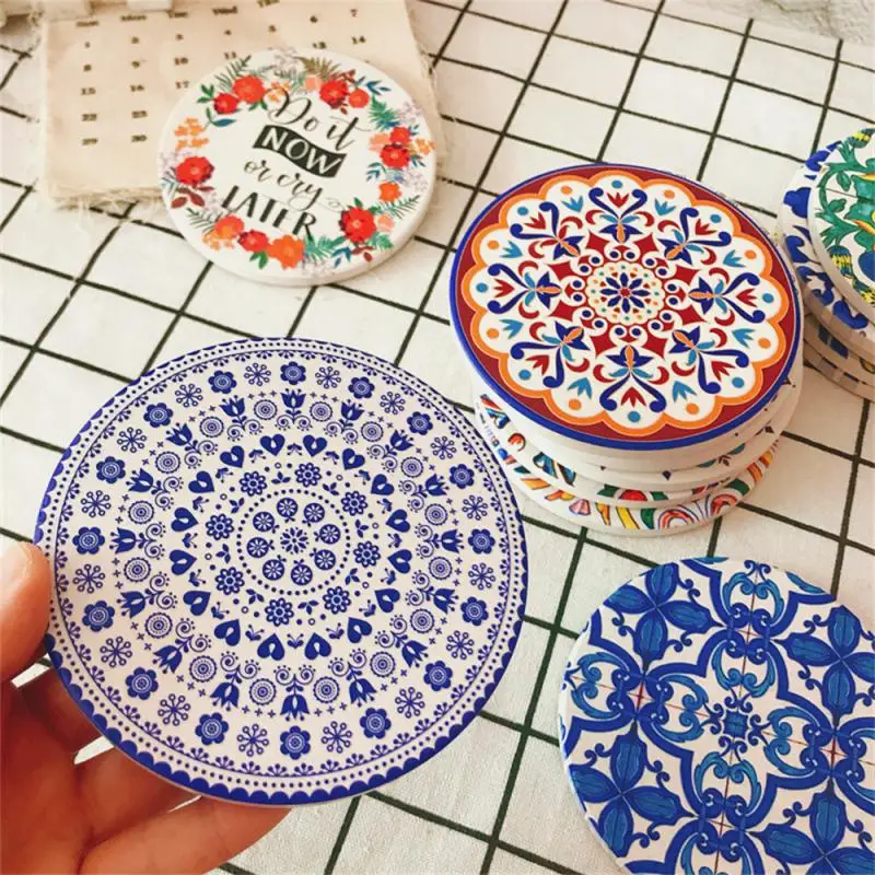 

Moroccan Ethnic Diatom Ceramic Pieces Absorbent Cork Coaster Heat Insulation Mat Homestay Coffee Coaster Kitchen Home Office