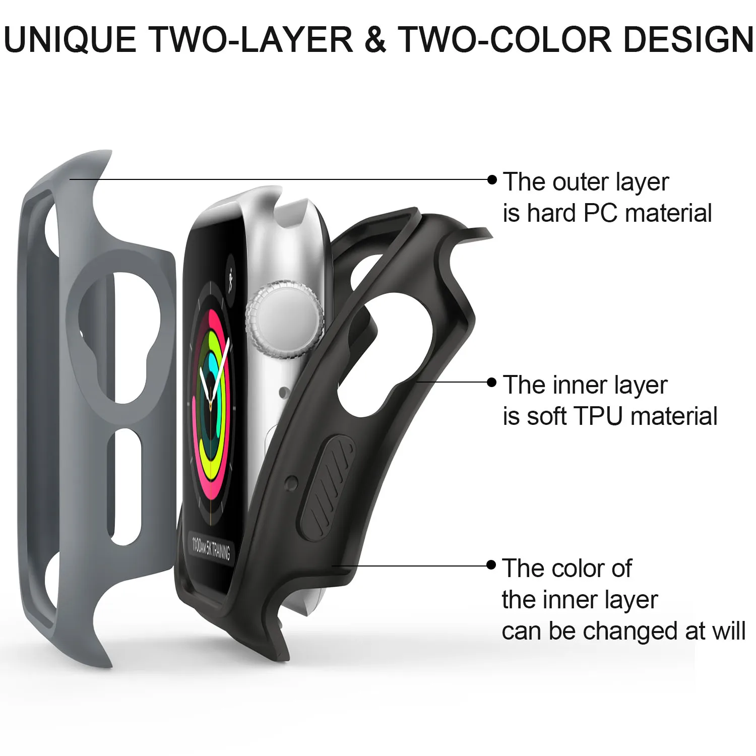 المزدوج لون الحال بالنسبة لساعة أبل سلسلة 6 5 4 SE 44 مللي متر 40 مللي متر مقاوم للماء حامي الشاشة اكسسوارات الوفير ل iWatch سلسلة 6 5 4