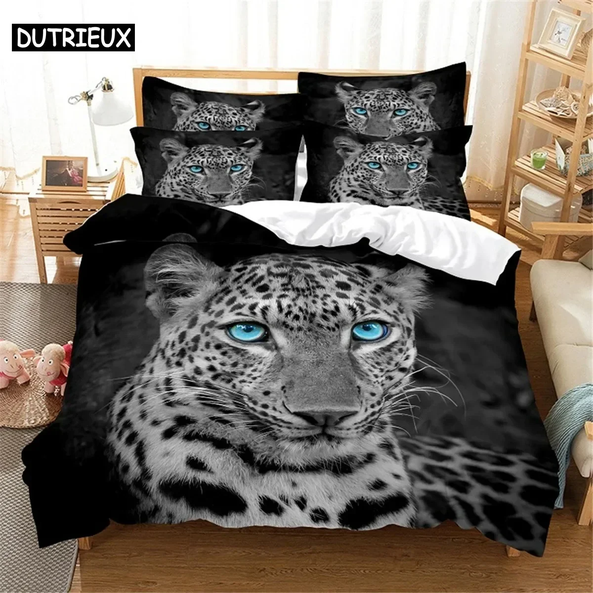 3D leopard Comfortable Duvet Quilt Cover Pillowcase Bedding Set Children Bedroom Decoration Home Textile