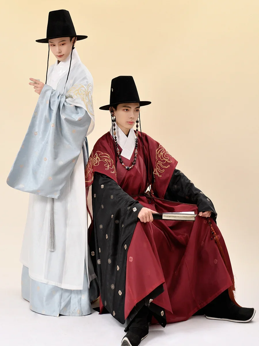 

한복 Men Hanfu Hanbok Male Ming Dynasty Traditional Clothing Stage Dance Performance Costume Traditional Asian Ancient Clothes