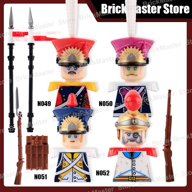 Figurines de soldats de guerre napoléonienne médiévale, blocs de construction, château, chevalier militaire, arme de cavalerie, drapeau français néerlandais, briques, jouets cadeau