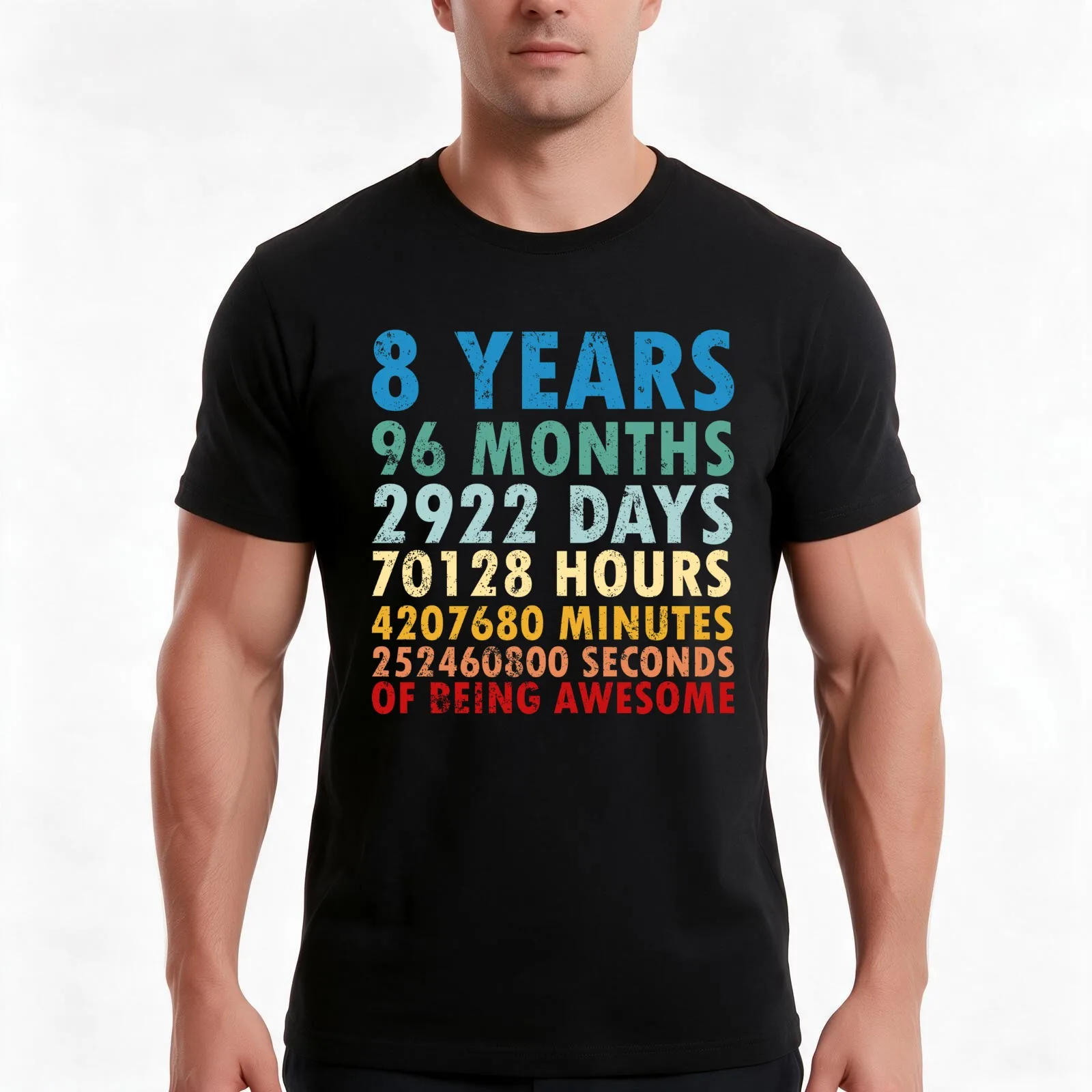 8th Birthday Shirt / Birthday Countdown Of Being Awesome / Seventh Birthday / 8 Years Old Girls and Boys T-Shirt, 100% Cotton