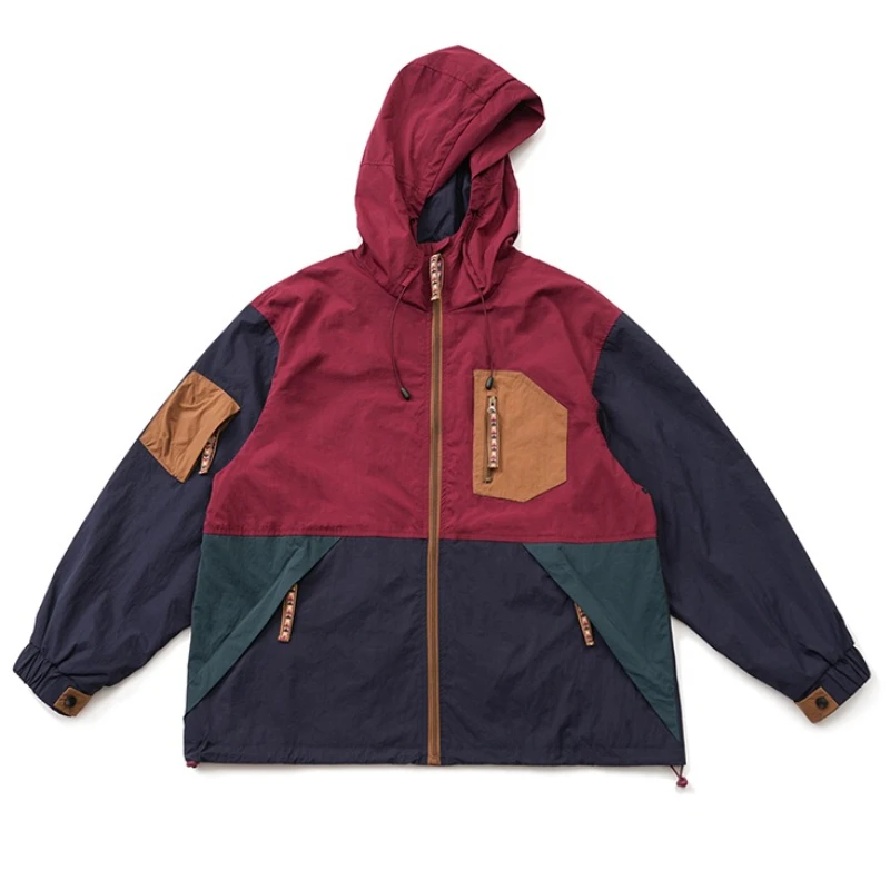 

Модная уличная контрастная куртка в стиле хип-хоп, осенняя мужская куртка с капюшоном на молнии, пальто для пар