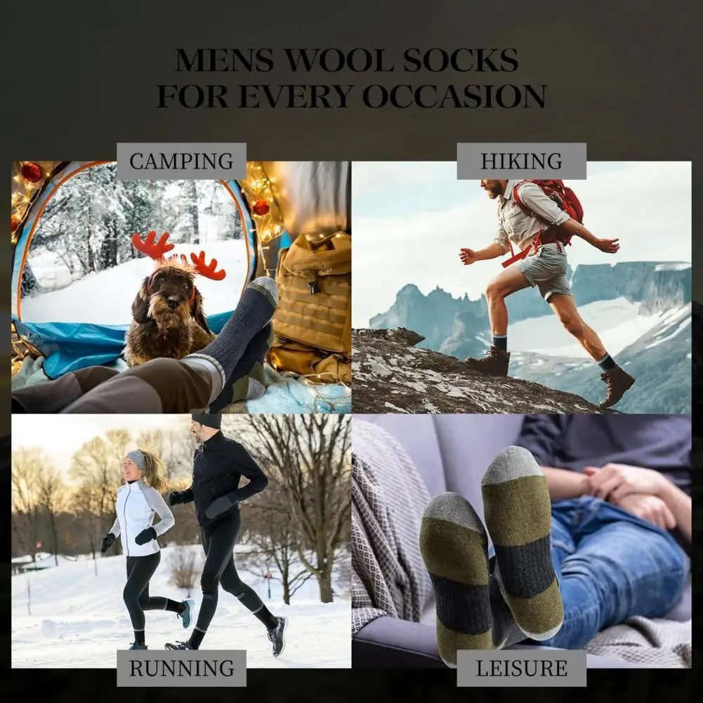 

Men Polyester-cotton Socks Premium Polyester-cotton Socks Men's Winter Fleece Lined Crew Socks 5 Pairs Color Block for Daily