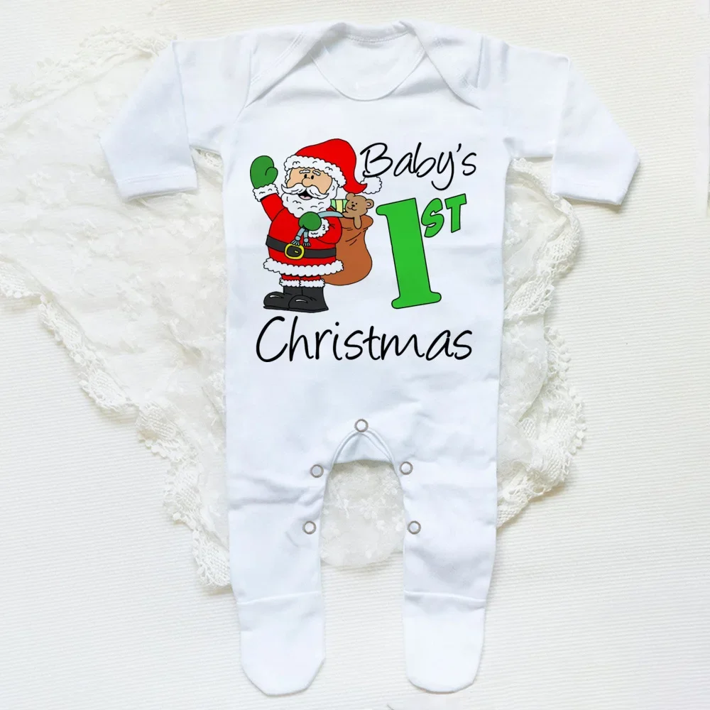 First Christmas Babygrow Sleepsuit Xmas Infant Sleepsuit Boys Girls Cute Clothes Toddler Christmas Gift Baby Xmas Party Outfits