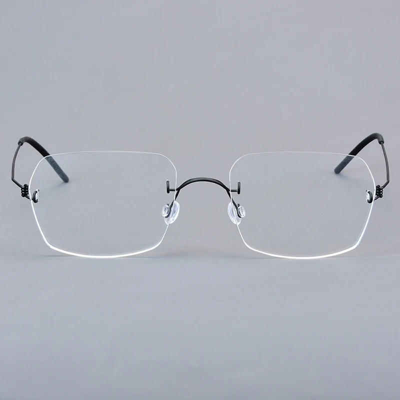 

Denmark Brand Men Rimless Eyeglasses Square Pure Titanium Fashion Ultralight 2539 Handmade Glasses Frame Prescription Eyewear