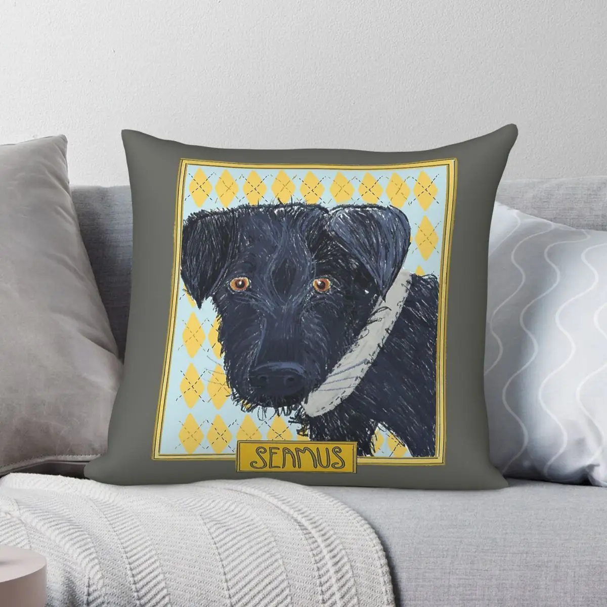 Seamus Patterdale Terrier Square Pillowcase Polyester Linen Velvet Pattern Zip Decorative Throw Pillow Case Car Cushion Cover