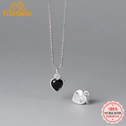 TrustDavis Real 925 Sterling Silver Romantic Heart Colour CZ Pendant Handmade DIY Necklace Accessories Fine S925 Jewelry HY838