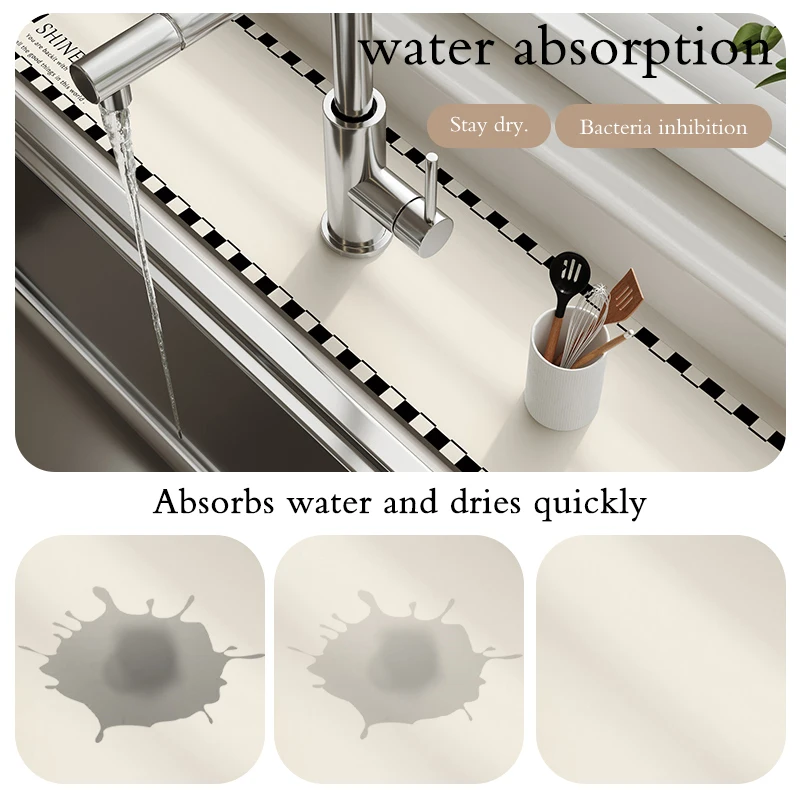 Diotomite Kitchen Sink Faucet Mats Absorbent Drying Non-slip Sink Splash Guard Countertop Protector Bathroom Accessories