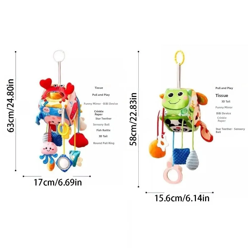 Creative Baby Animal Rattles Soft Crab-shaped Plush Stuffed Sensory Toy Comfortable To Touch Teether Baby Pull String Toys