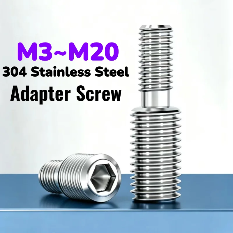 M3 M4 M5 M6 M8 M10~M20 304 Stainless Steel Double Head Hex Socket Transfer Screw Male to Male Big And Small Head Thread Adapter