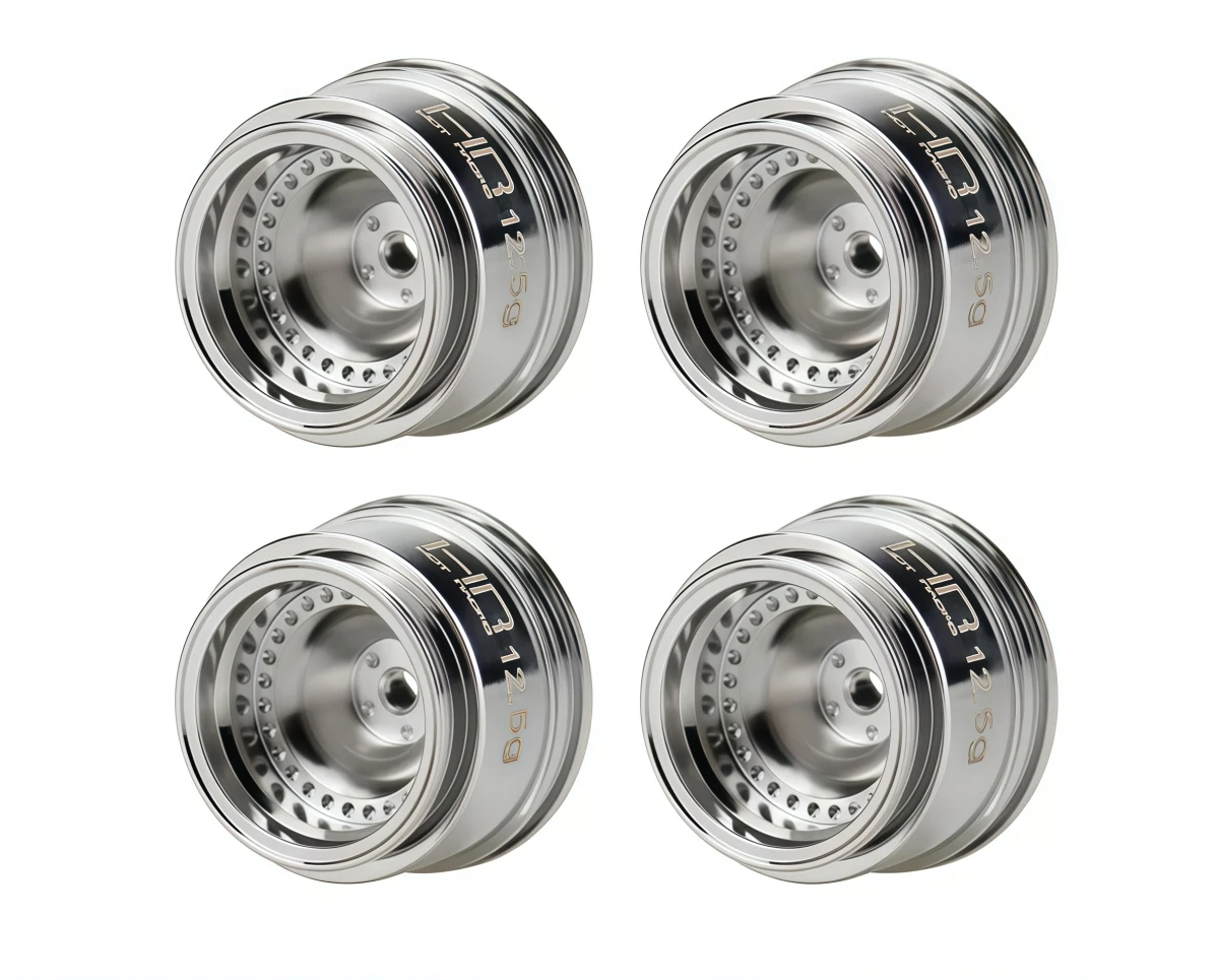 0.6 Inch Chrome Plated Brass Wheel Rims Full Set For Axial SCX30 RC Crawler Weight Upgrade Parts