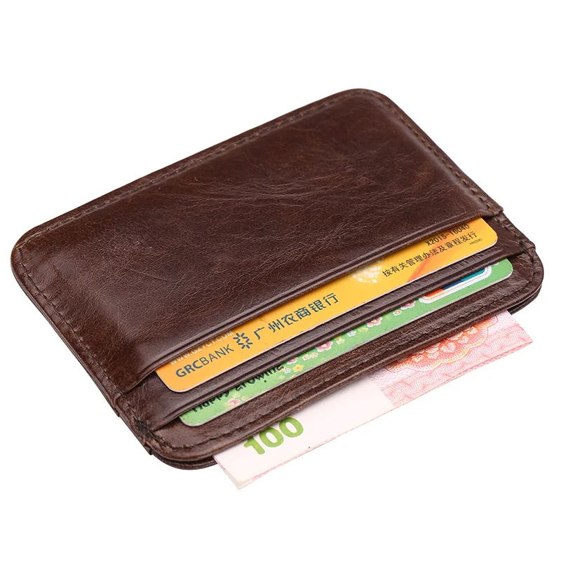

Slim Credit Card Holder Money Bag ID Card Case Mini Purse for Male New Thin Vintage Men's Genuine Leather Small Wallet