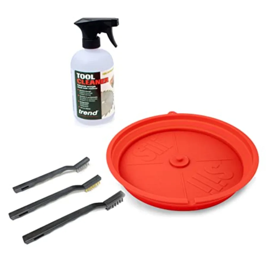 Deluxe Saw Blade Cleaning Kit Saw Blade Cleaner and Rust Remover for Tools cone Tray Trend Tool and Bit Cleaner 18oz Spray Wire