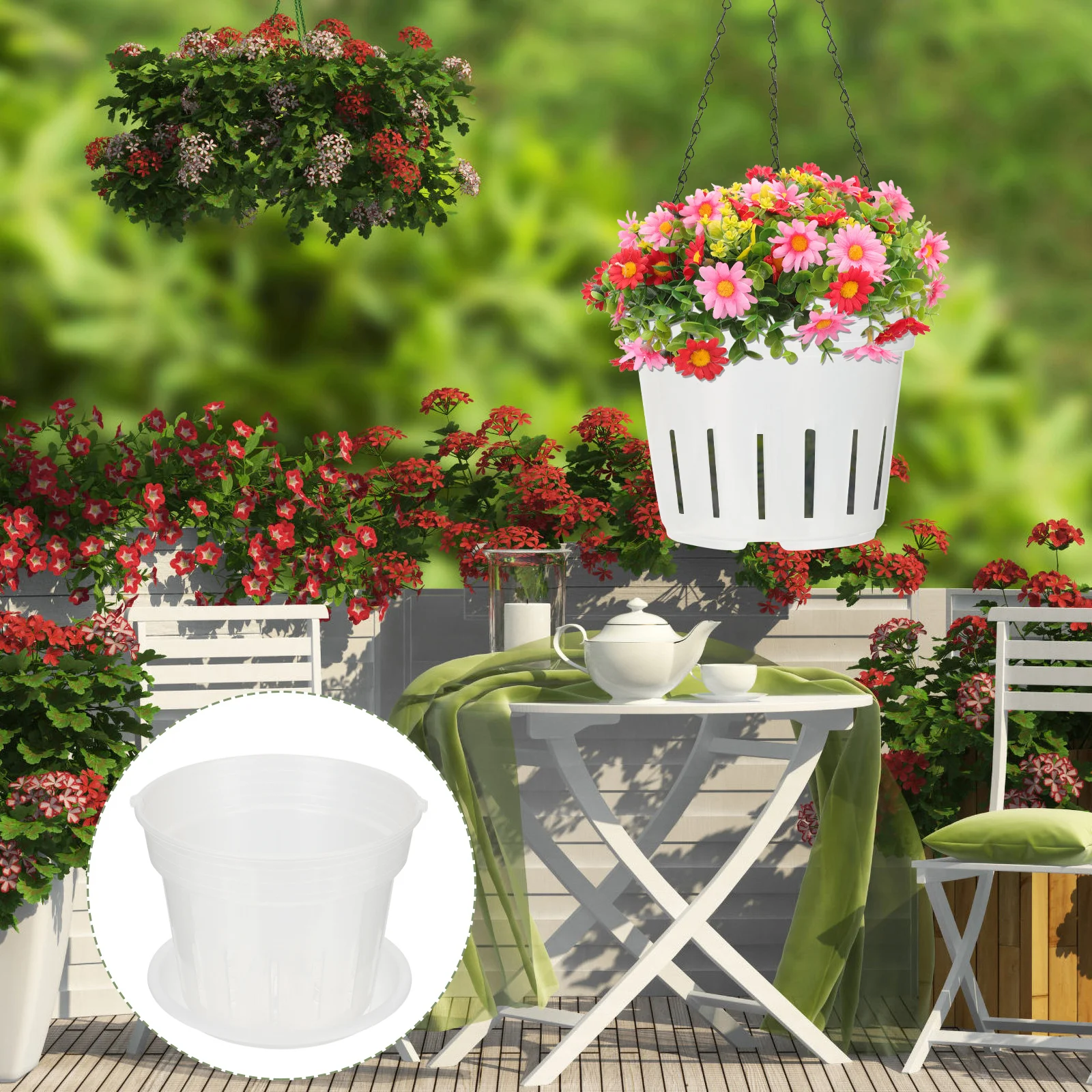 

2pcs Plastic Plant Pots For Indoor Outdoor Garden Succulent Hanging Planter Black Pot Variety Pack Flower