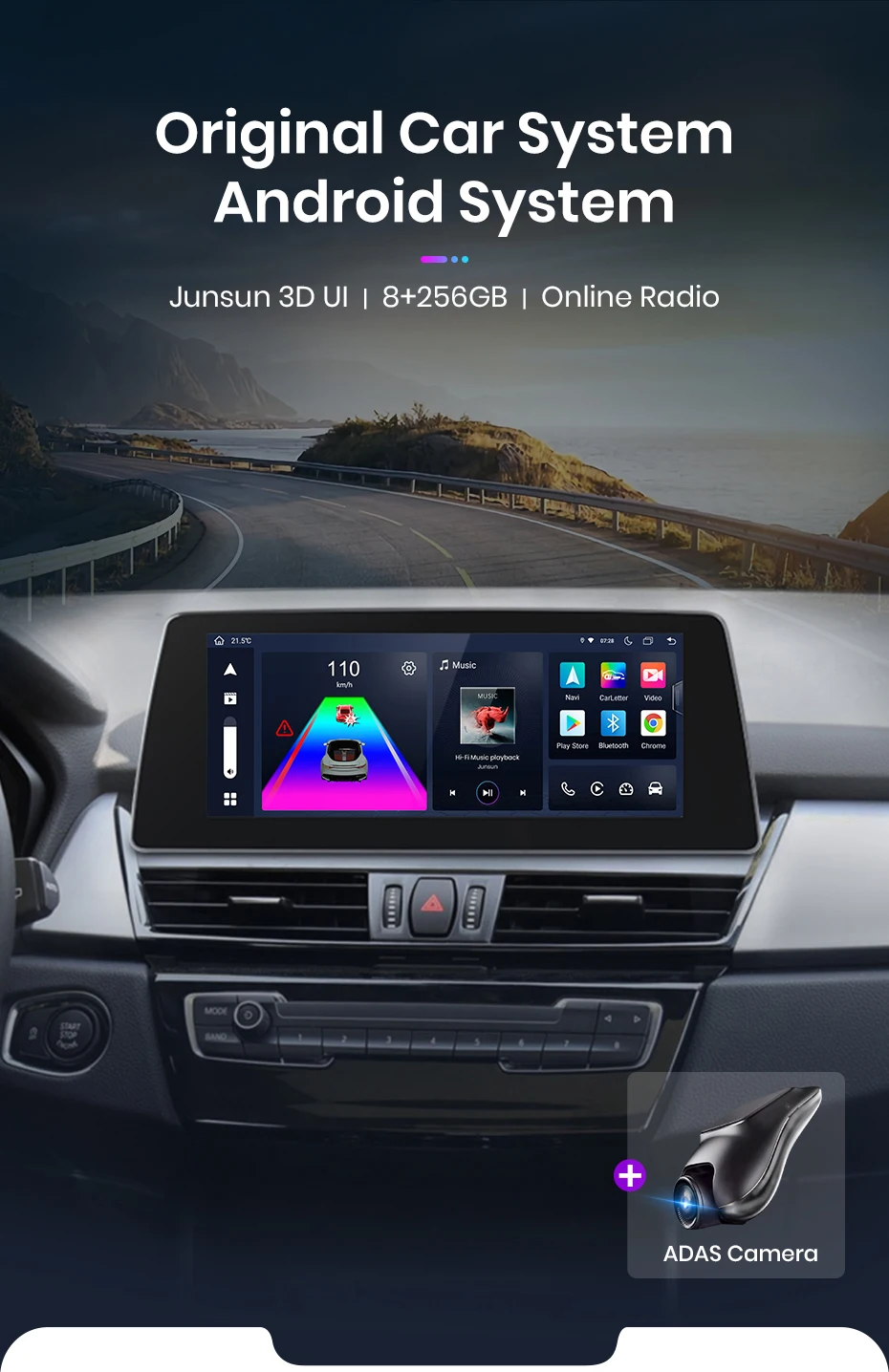 Junsun 8,8 zoll carplay für apple autoradio multimedia für bmw f45 f46 f87 2012-2018 nbt evo wireless android auto gps stereo – Detail 4