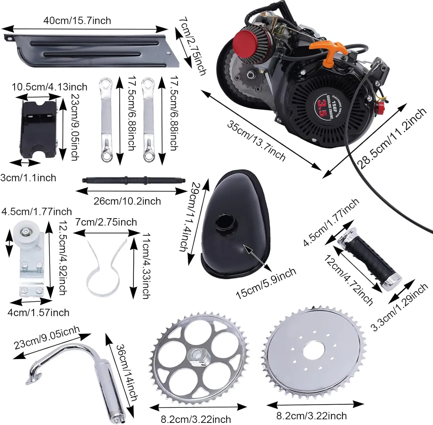 Kit de motor de bicicleta de 100cc, un solo cilindro, 4 tiempos, Gas, gasolina, Motor de bicicleta, refrigeración por aire, Kit de Motor de bicicleta motorizado, motor modificado