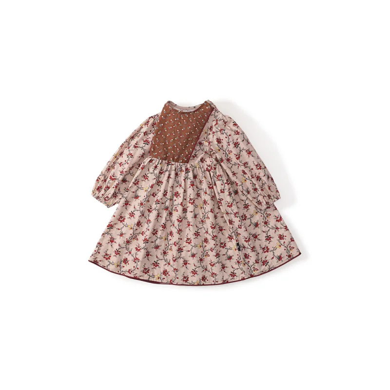 

Autumn New Floral Girl's Dress Ethnic Style Patchwork Mori Style Dress