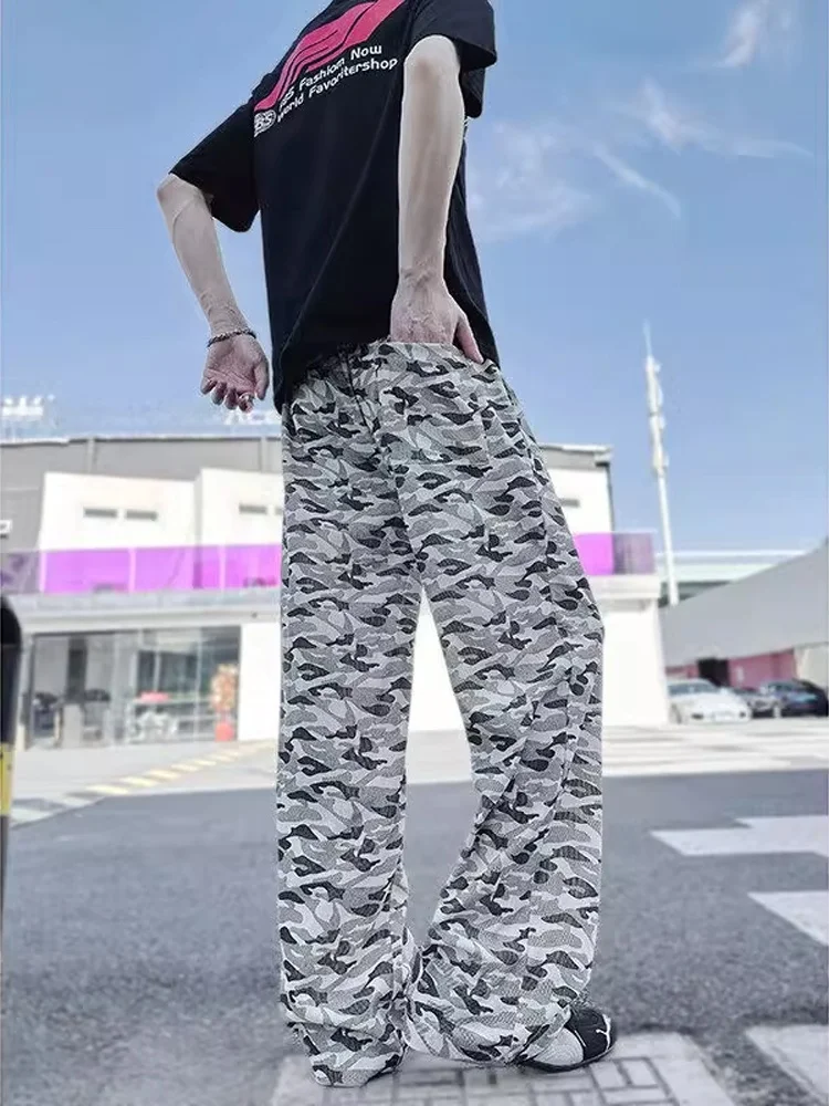 

Summer Camouflage Pants Men's Thin Loose American Casual Wide Leg Pants Trendy Brand Floor-Length Straight Leg Trousers