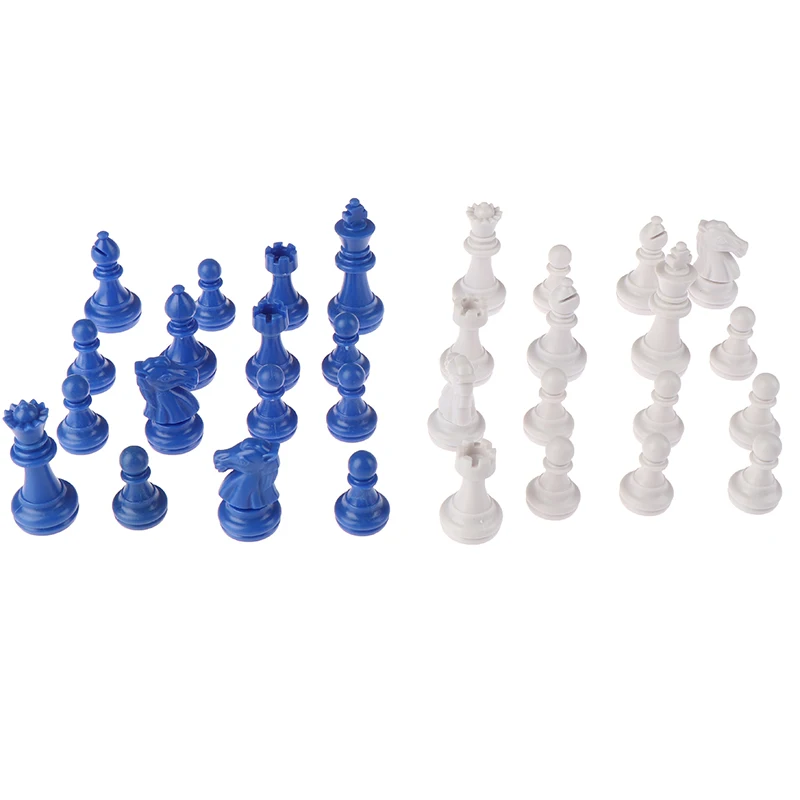 1Set 32Pcs Chess Set Plastic Ps Material Blue And White Medieval Chess Games For Adults Travel Chess Pieces Games Kids Toys