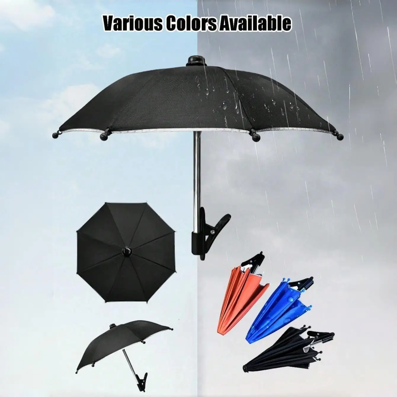 Universal Phone Clip Umbrella, Waterproof and Uv-Resistant Mini Sunshade, Hands-Free Anti-Glare Phone Holder, Suitable for Outdoor Use, Beach, Camping, and Car Use, Cute Summer Gadget Gift