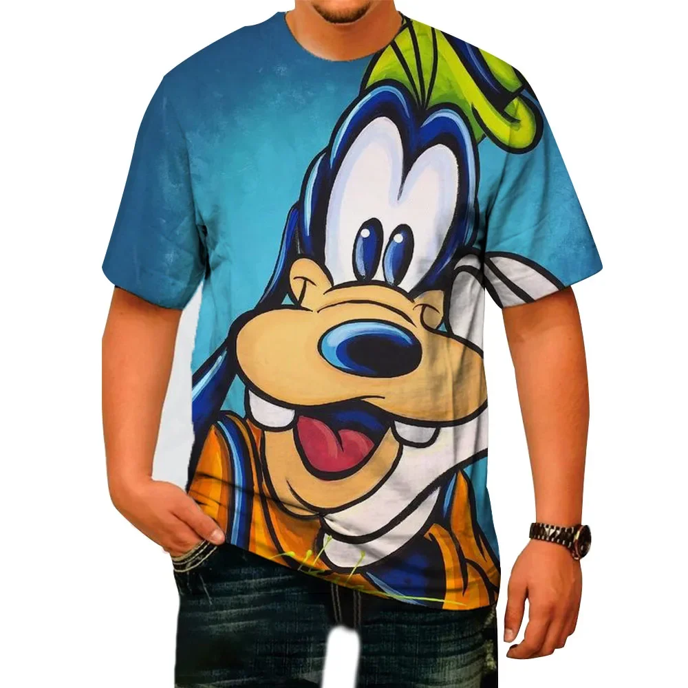 

Футболки с мультяшным принтом Disney Goofy, мужская одежда, летняя модная повседневная крутая футболка с короткими рукавами, уличная одежда в стиле Харадзюку, футболки